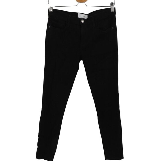 Current Elliott Womens 30 The Ankle Skinny Jet Black Denim Jeans Pockets Stretch - Picture 1 of 8